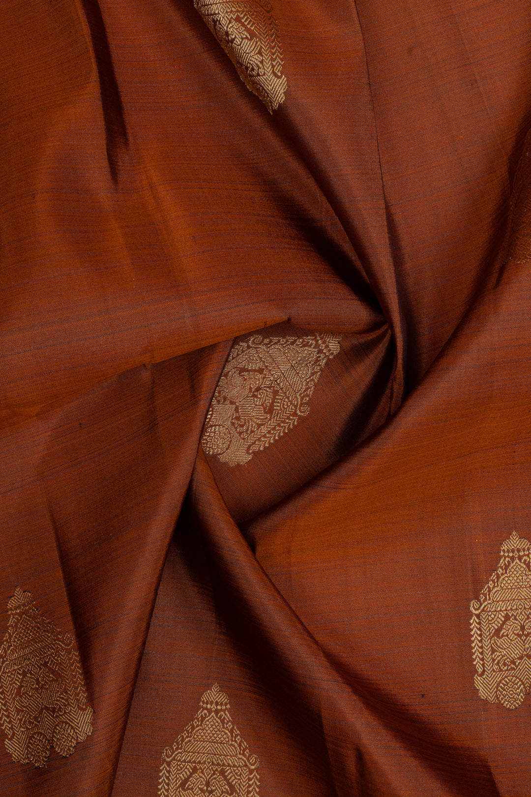 Rust orange and purple  pure kanchipuram silk saree