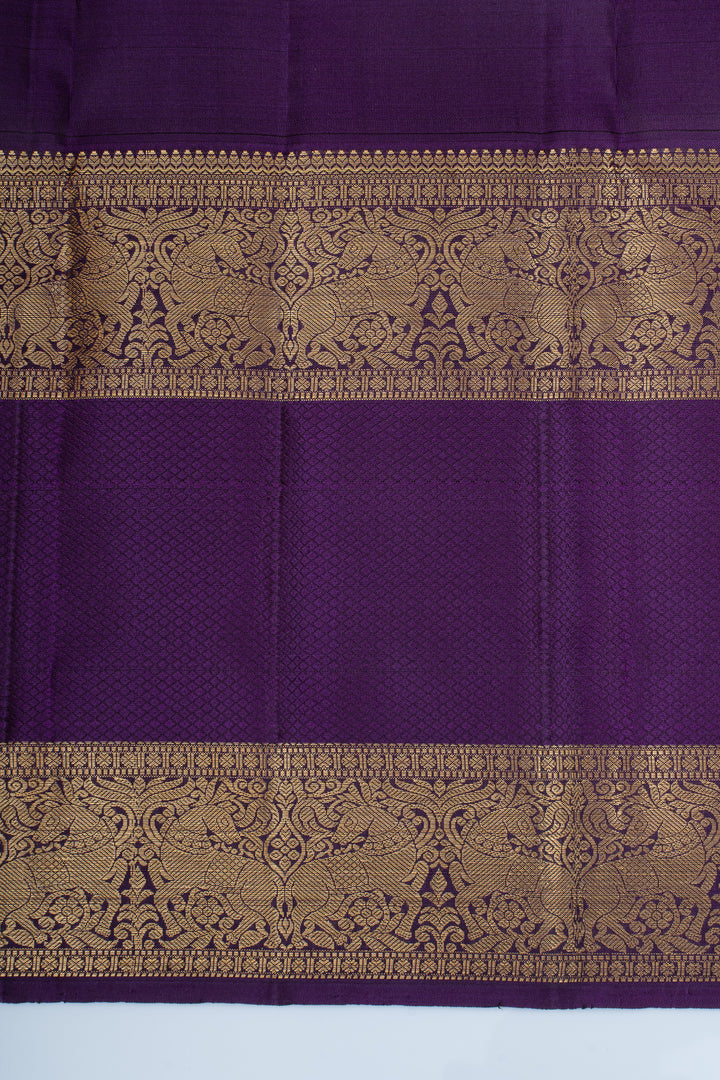 Rust orange and purple  pure kanchipuram silk saree