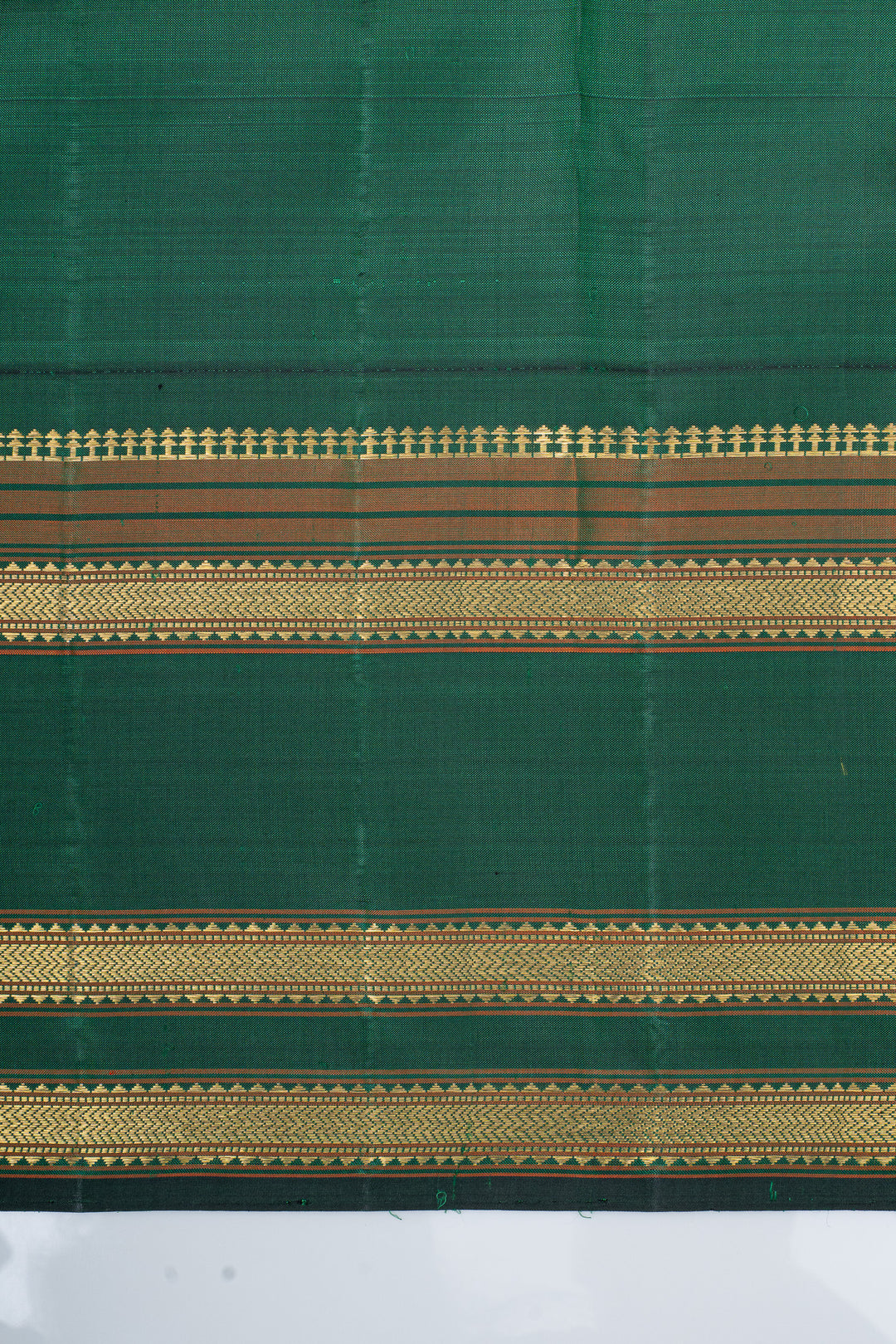 Ivory and green brocade pure kanchipuram silk saree