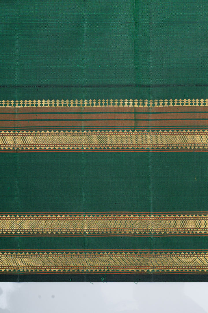 Ivory and green brocade pure kanchipuram silk saree