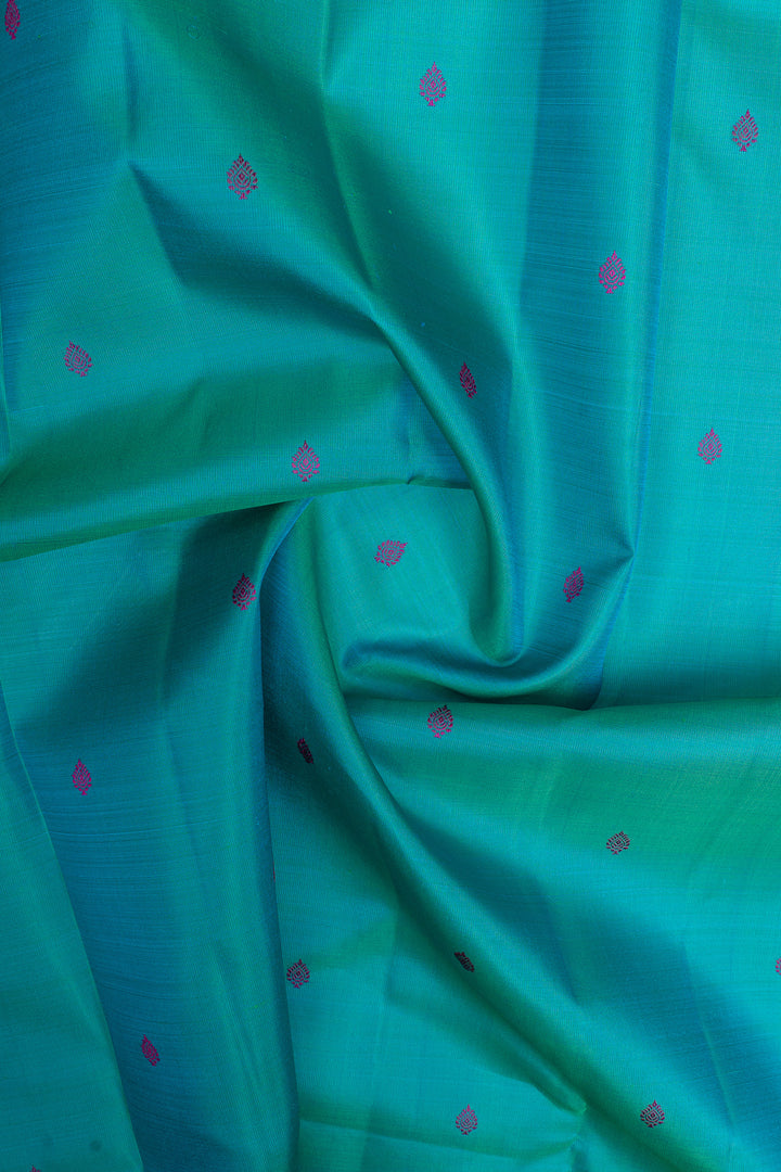 Peacock blue traditional pure kanchipuram silk saree
