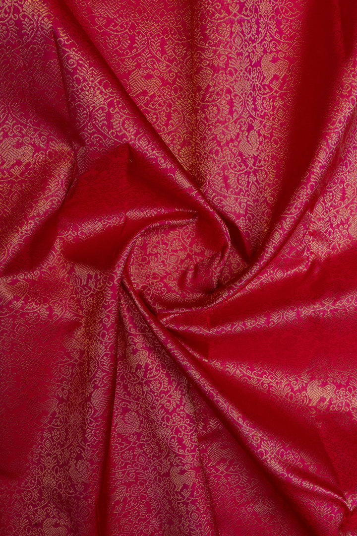 Pink and green brocade pure kanchipuram silk saree