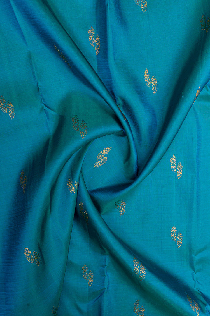 Peacock blue and jamun rettai pettu pure kanchipuram silk saree