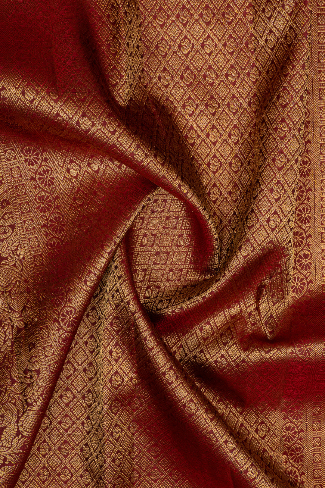 Bottle green and maroon Zari checks pure kanchipuram silk saree