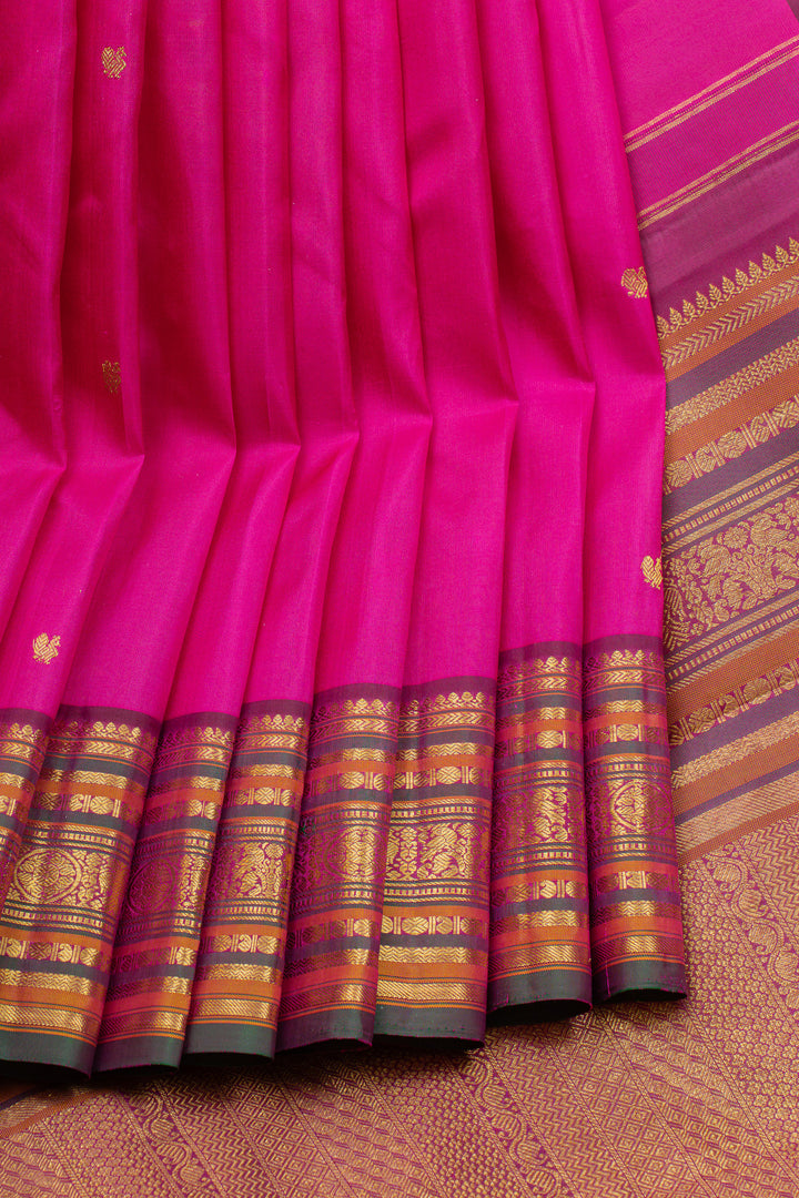 Rani pink traditional pure kanchipuram silk saree