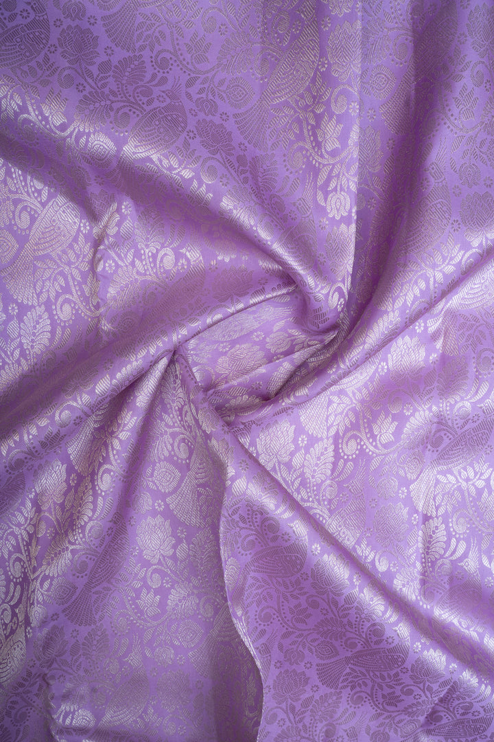 Lavender and red brocade  pure kanchipuram silk saree