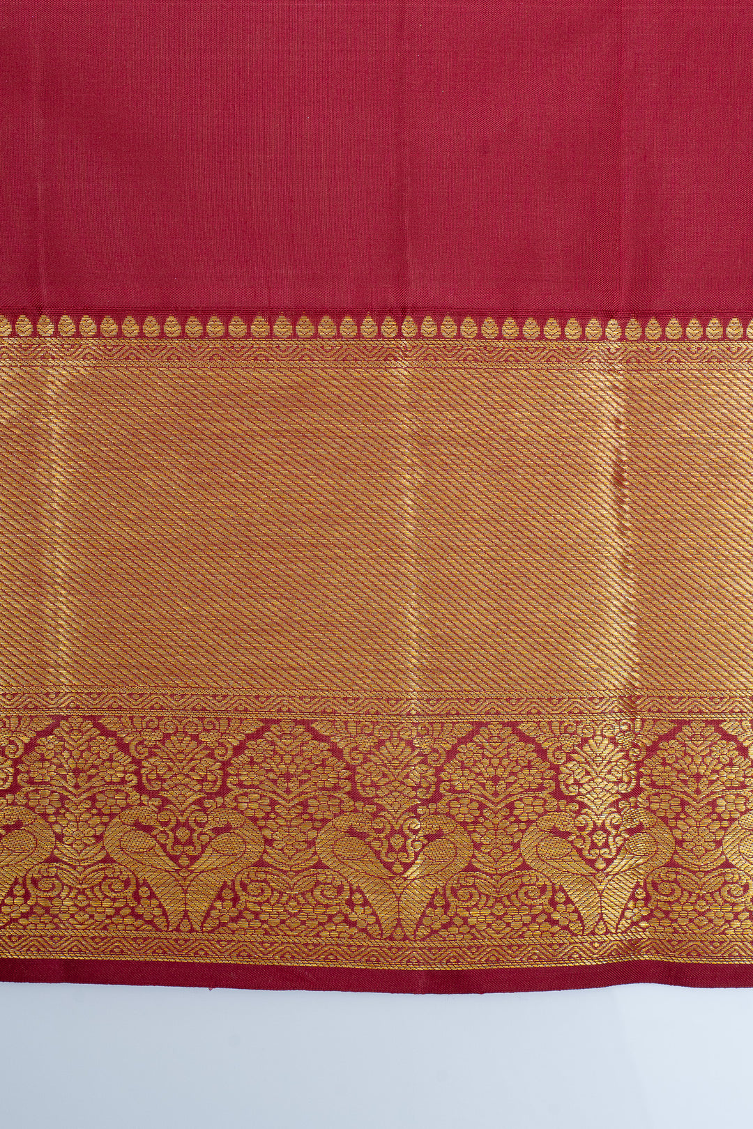 Lavender and red brocade  pure kanchipuram silk saree