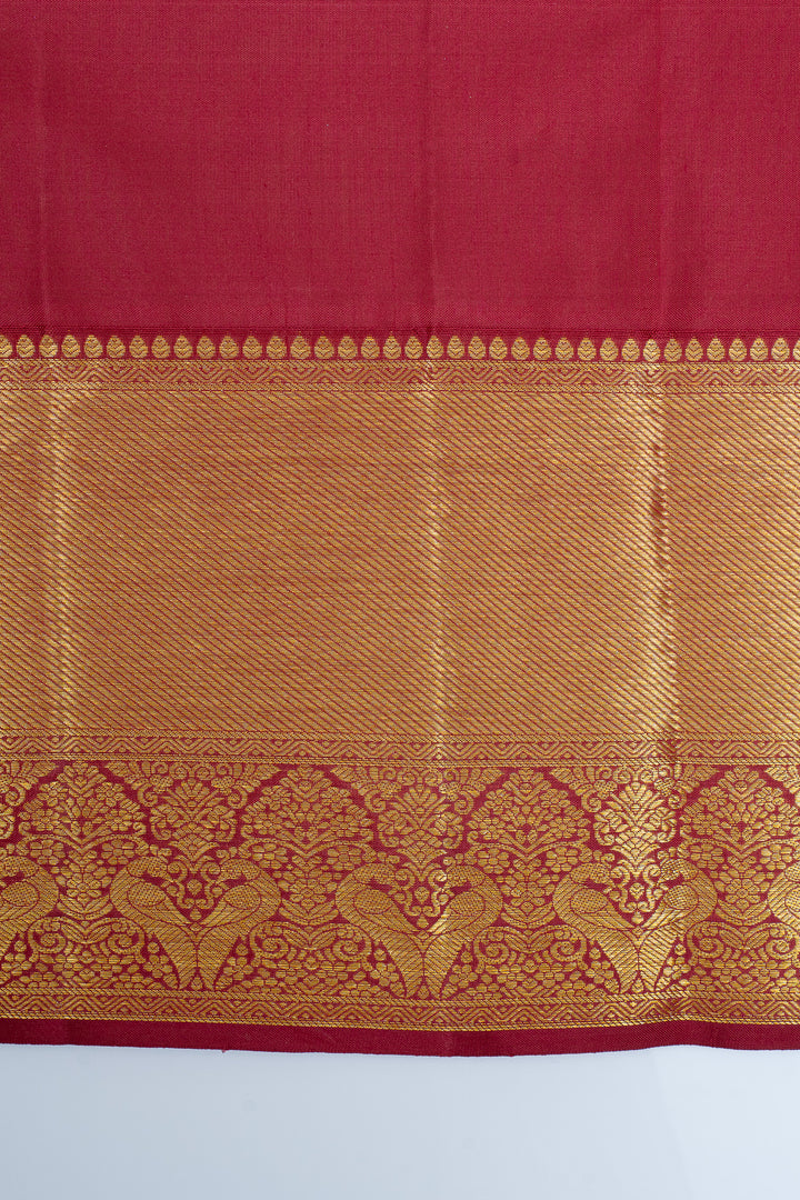 Lavender and red brocade  pure kanchipuram silk saree