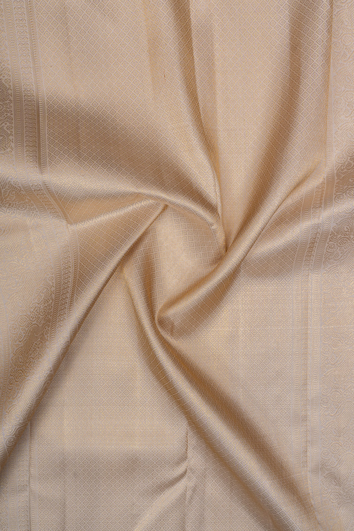 Champagne gold zari checks pure  Kanchipuram silk saree