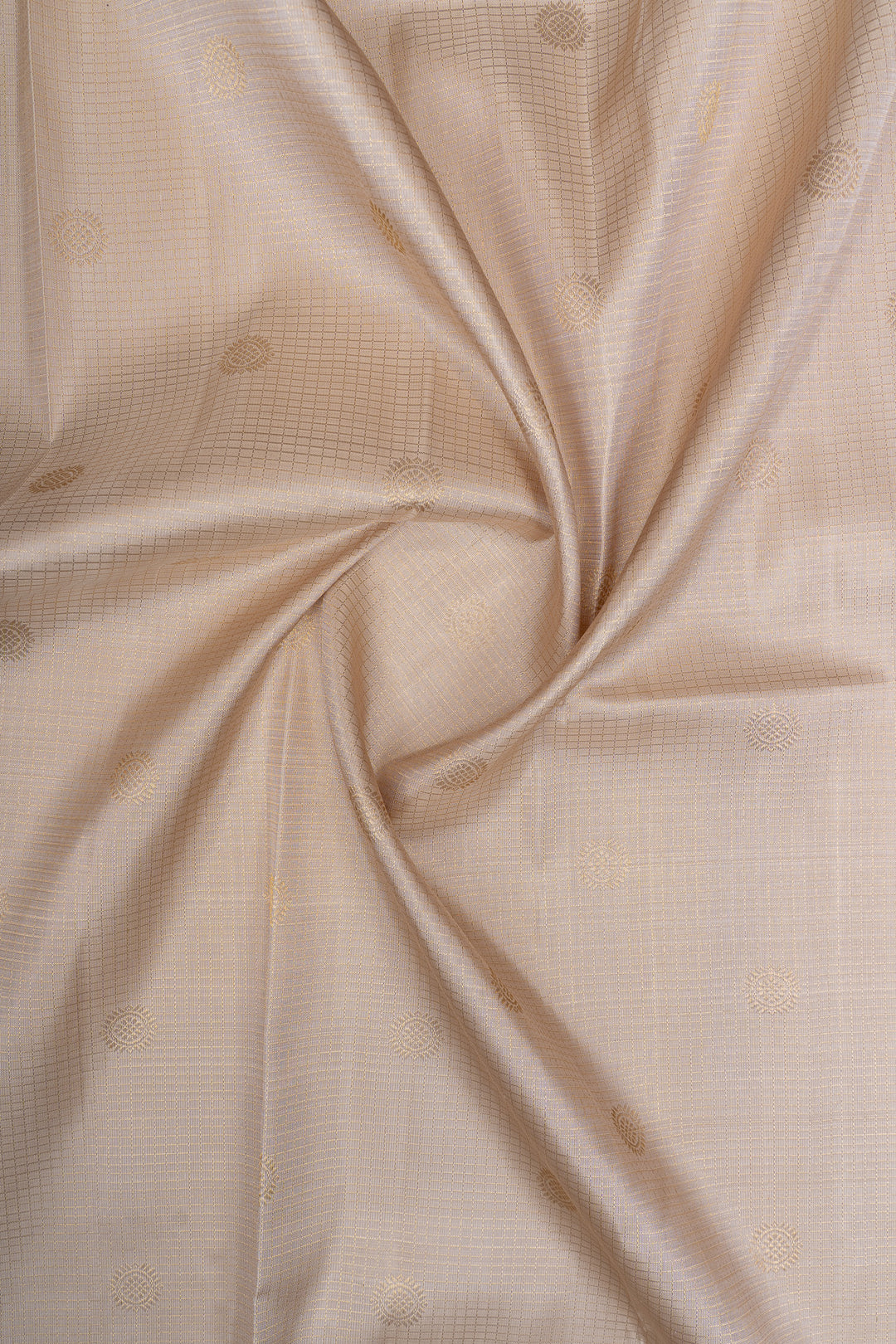Champagne gold zari checks pure  Kanchipuram silk saree