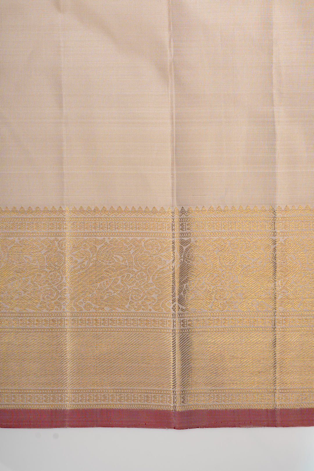 Champagne gold zari checks pure  Kanchipuram silk saree