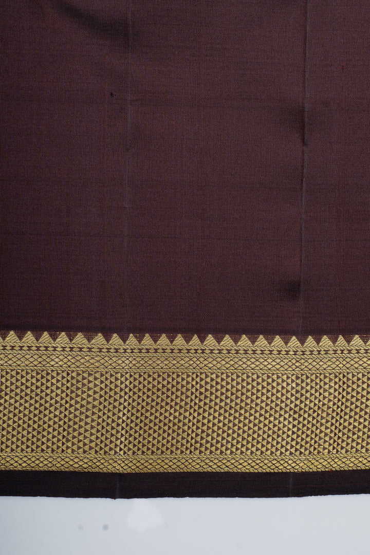 Brown traditional pure kanchipuram silk saree
