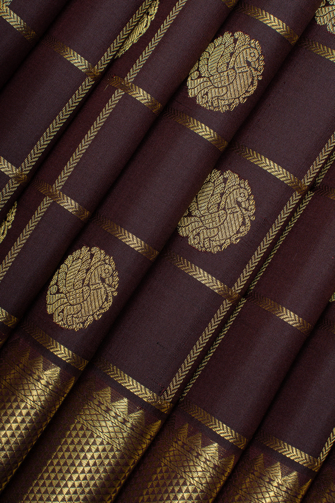 Brown traditional pure kanchipuram silk saree