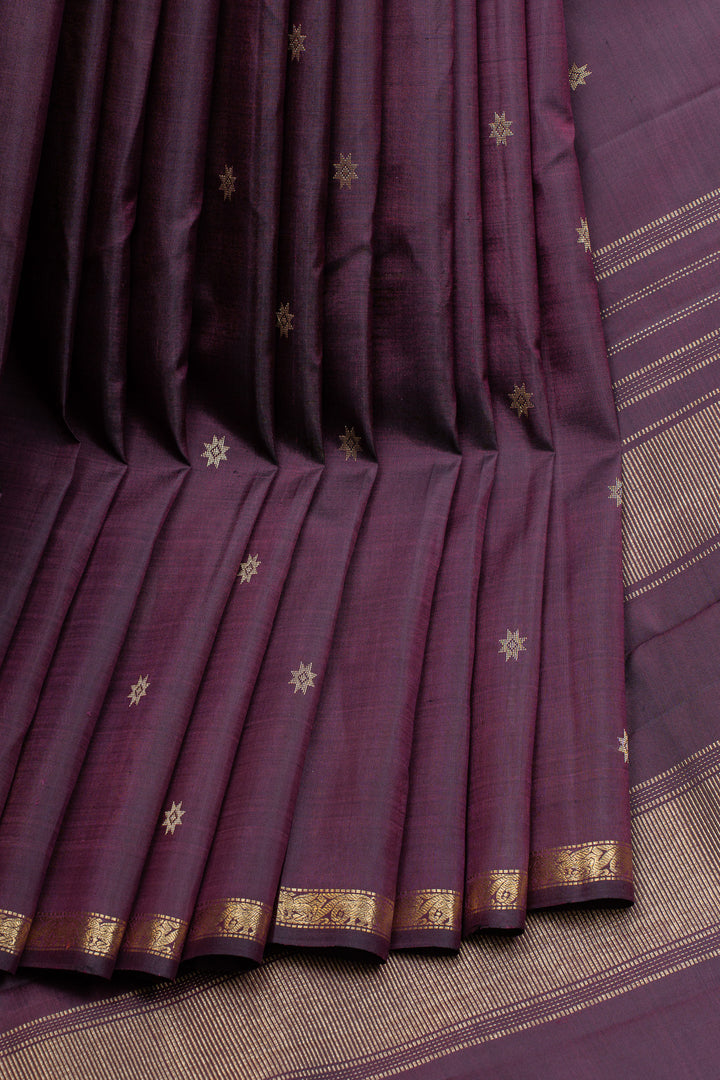 Jamun small border pure kanchipuram silk saree