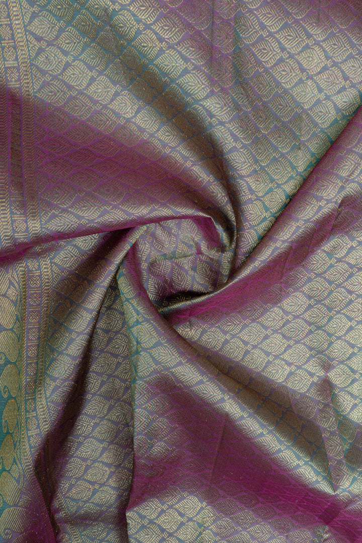 Turquoise blue thread brocade  pure kanchipuram silk saree