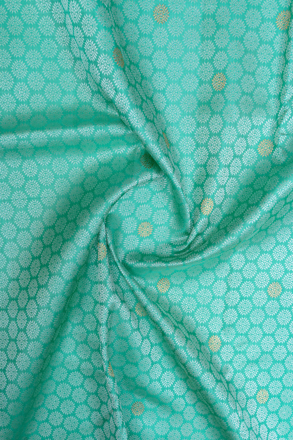 Turquoise blue thread brocade  pure kanchipuram silk saree