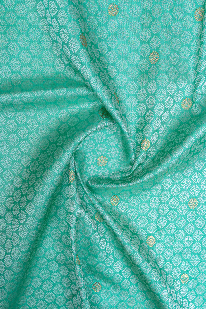 Turquoise blue thread brocade  pure kanchipuram silk saree