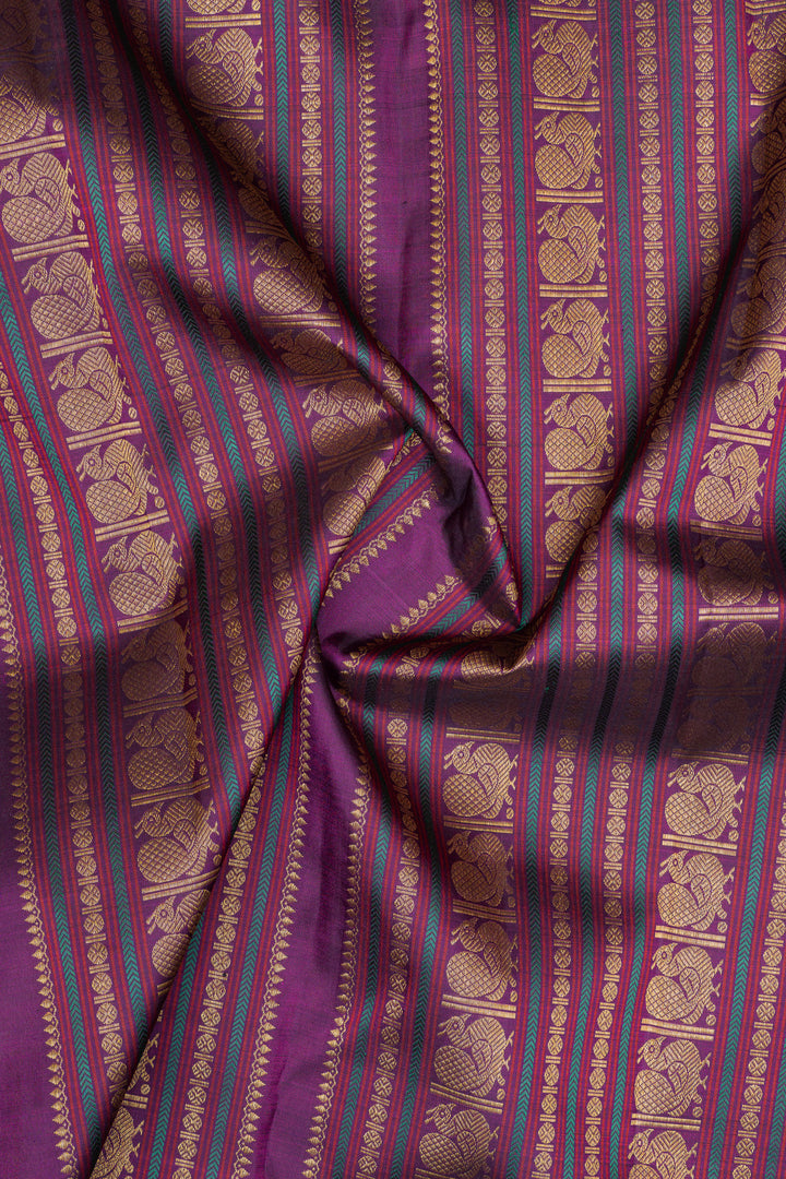Pastel Pink neli stripes pure kanchipuram silk saree
