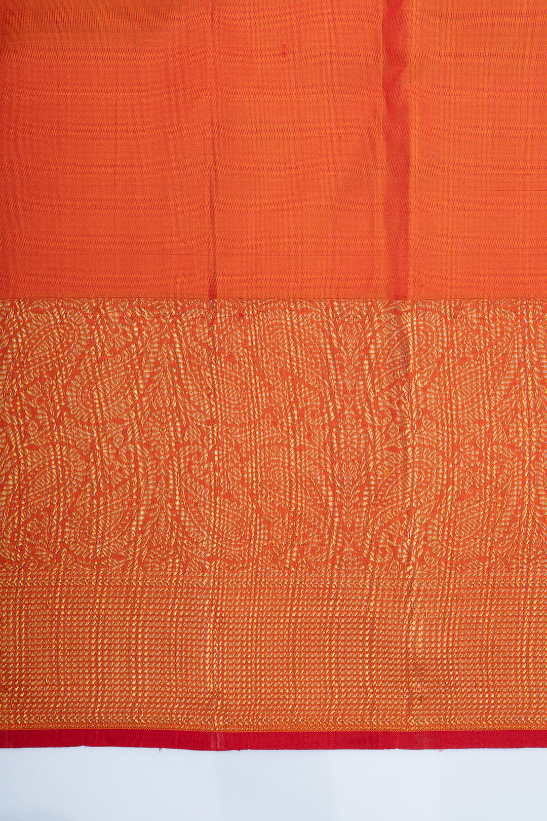 Peacock blue and orange stripes pure Kanchipuram silk saree