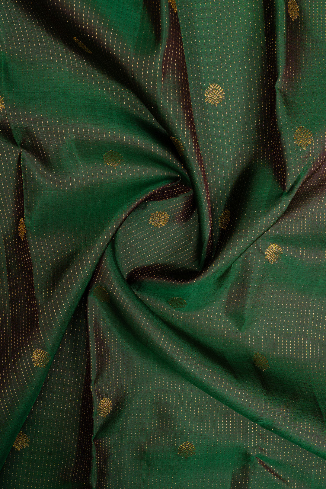Mehadi green and red stripes pure kanchipuram silk saree