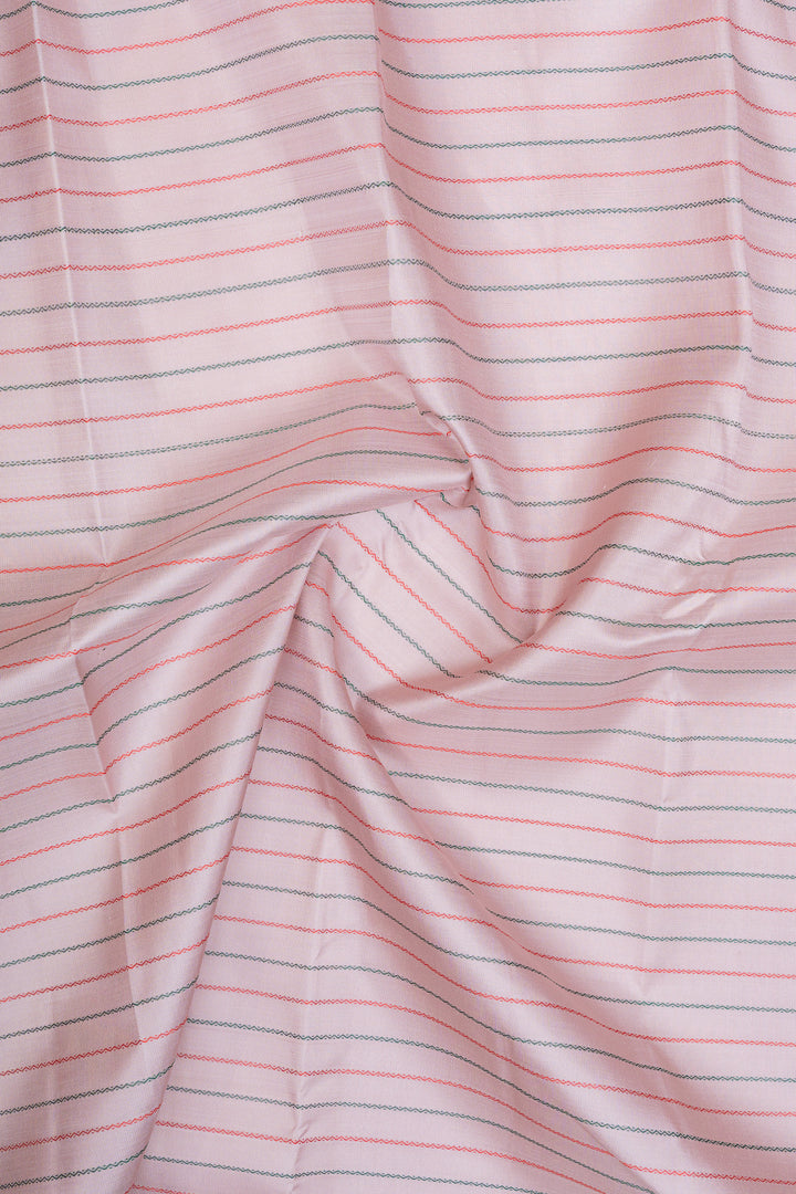 Pastel Pink neli stripes pure kanchipuram silk saree