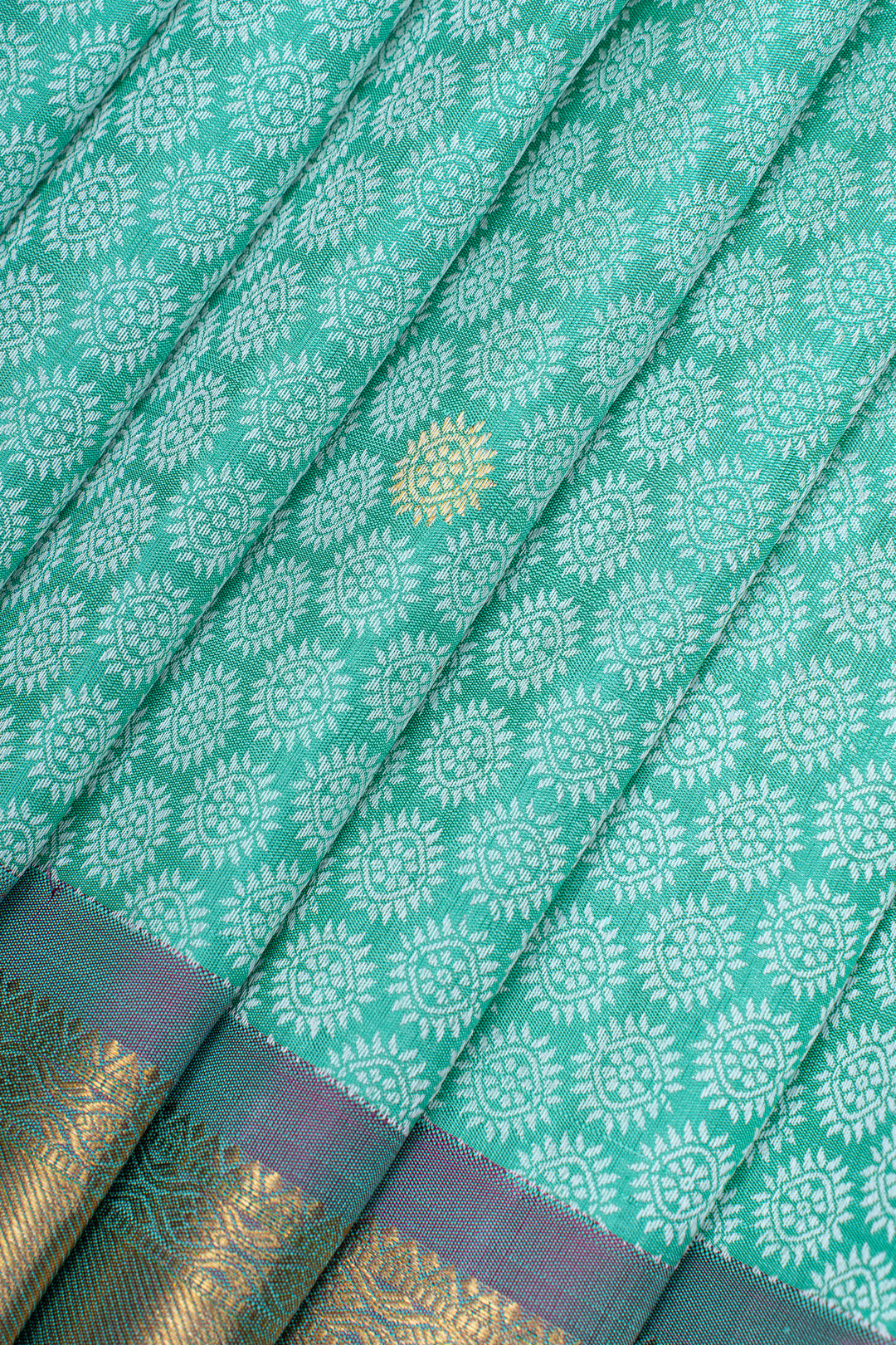 Turquoise blue thread brocade  pure kanchipuram silk saree