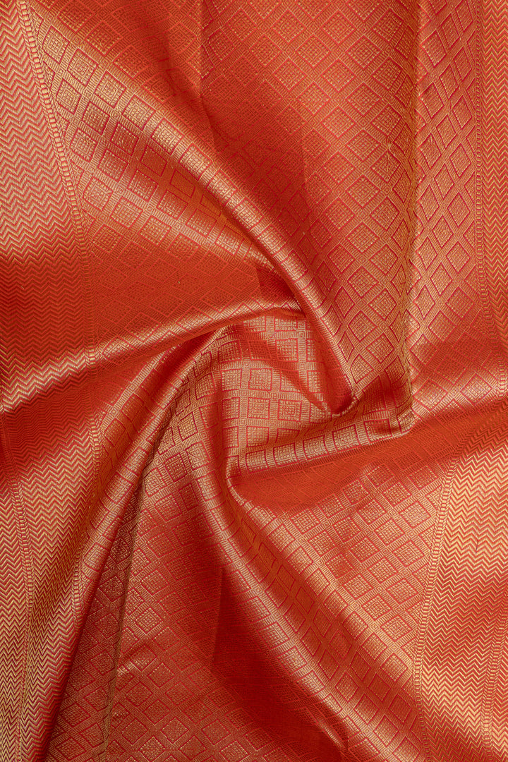Bottle green and peach traditional pure kanchipuram silk saree
