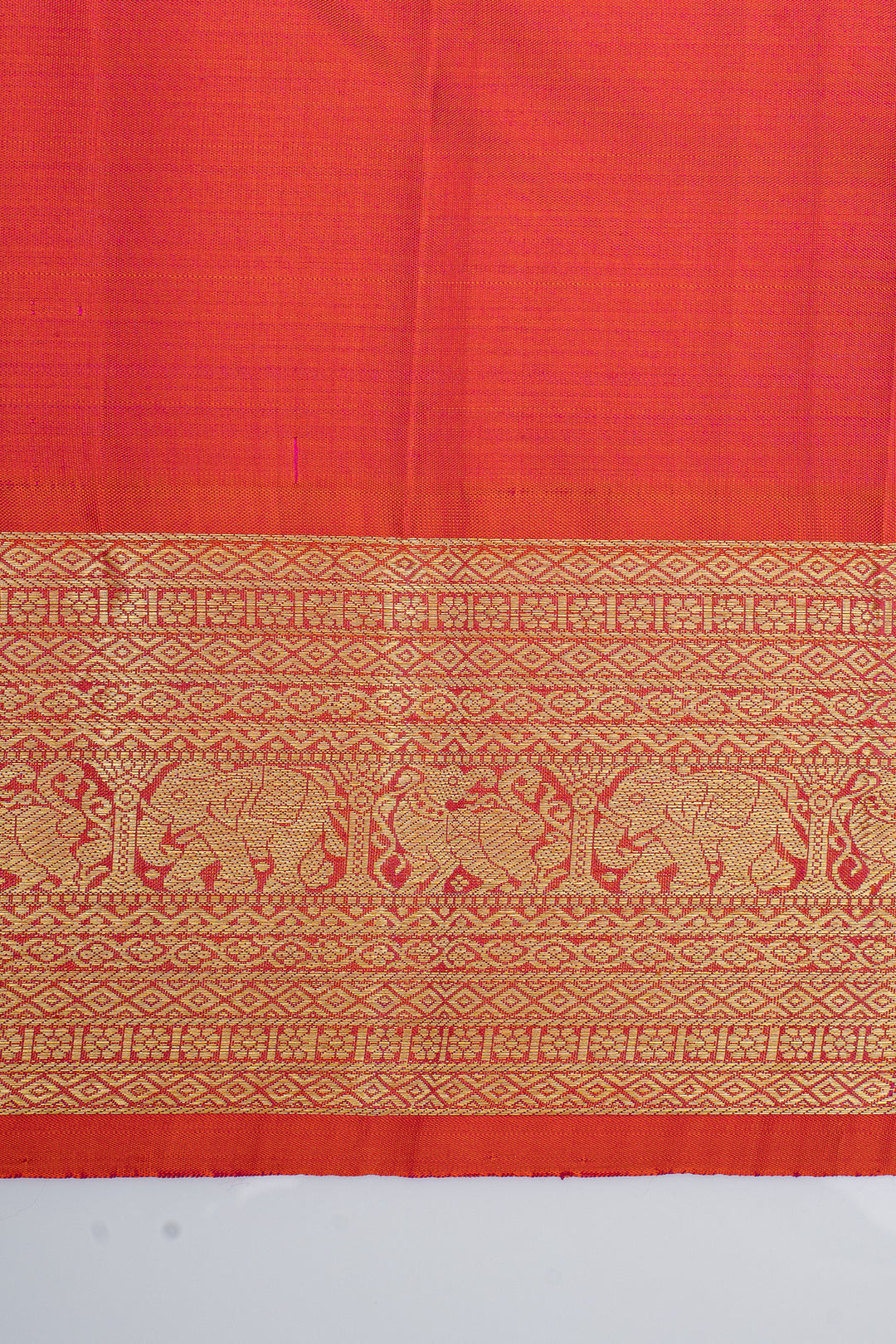 Bottle green and peach traditional pure kanchipuram silk saree