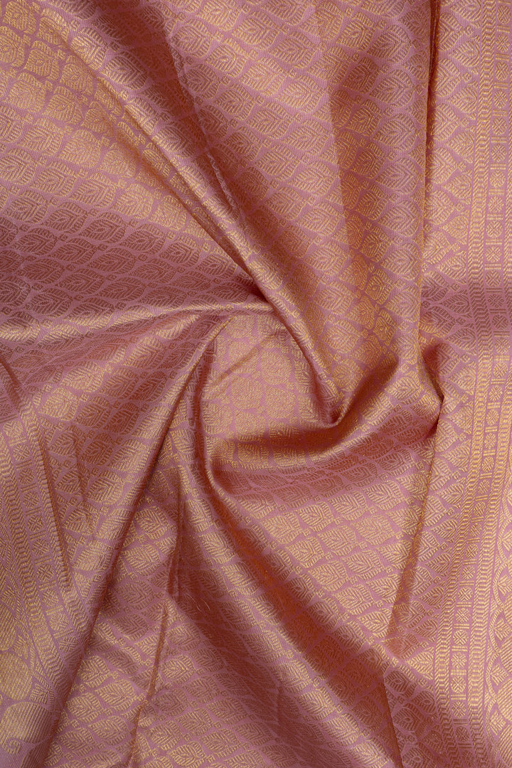 Baby pink threadwork pure kanchipuram silk saree