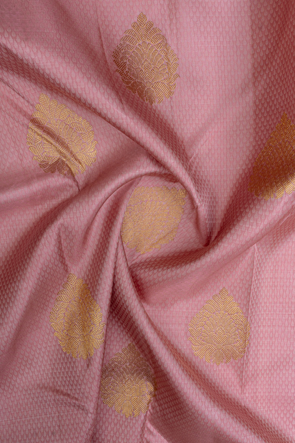 Baby pink threadwork pure kanchipuram silk saree
