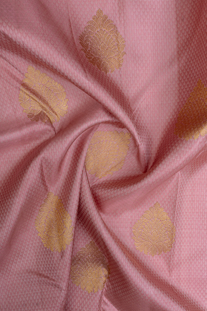 Baby pink threadwork pure kanchipuram silk saree