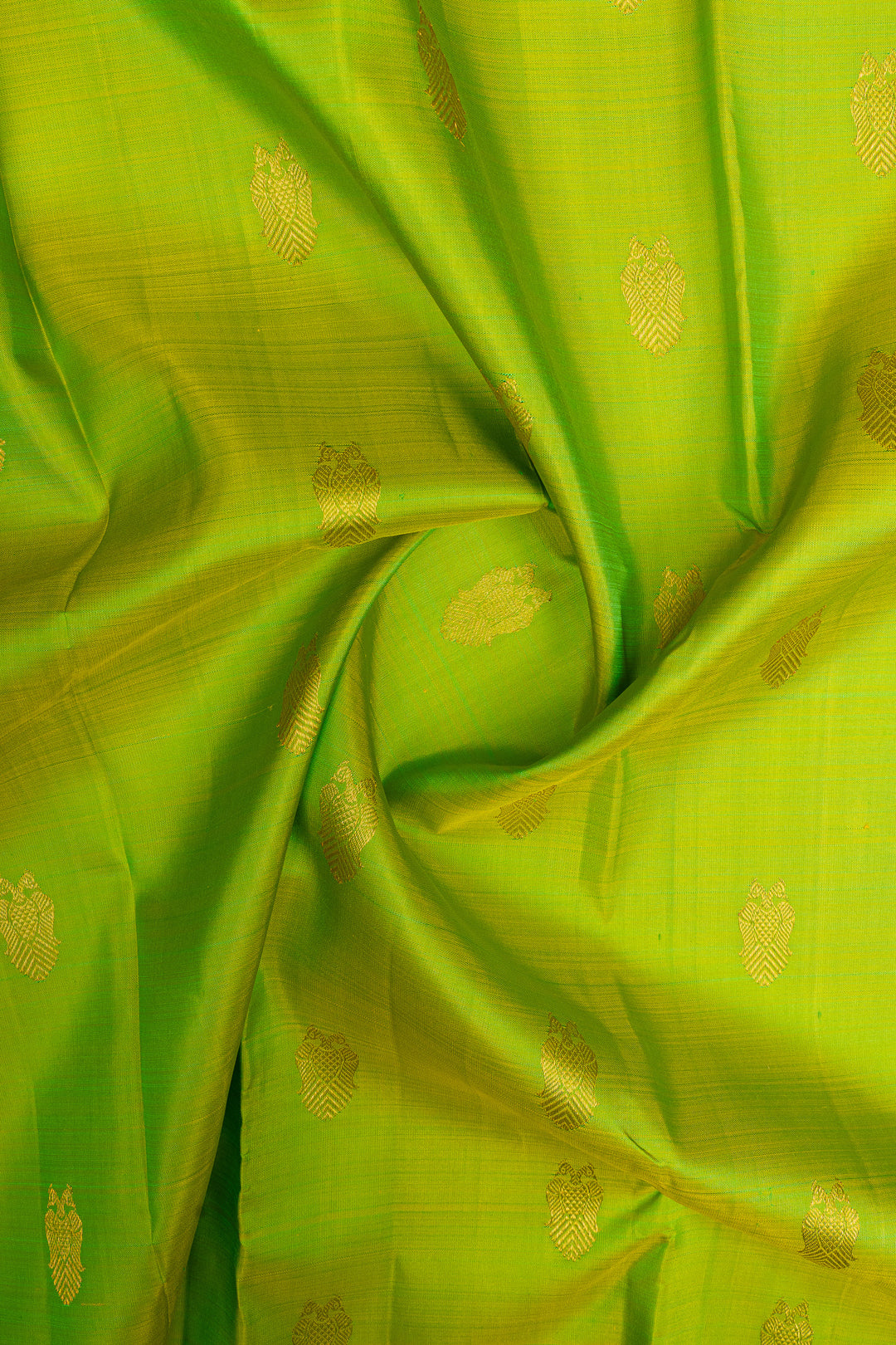 Lime  green rettai pettu pure kanchipuram silk saree