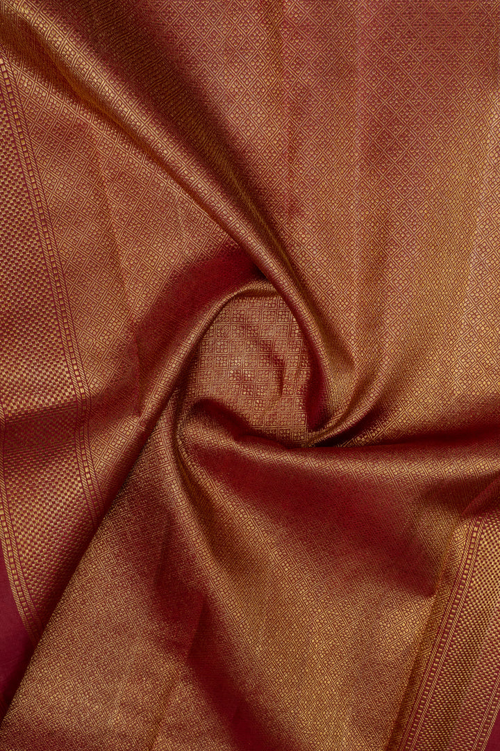 Ivory and maroon Jamdani motifs pure kanchipuram silk saree