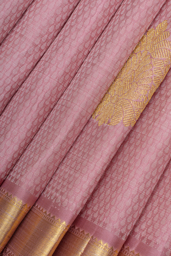 Baby pink threadwork pure kanchipuram silk saree