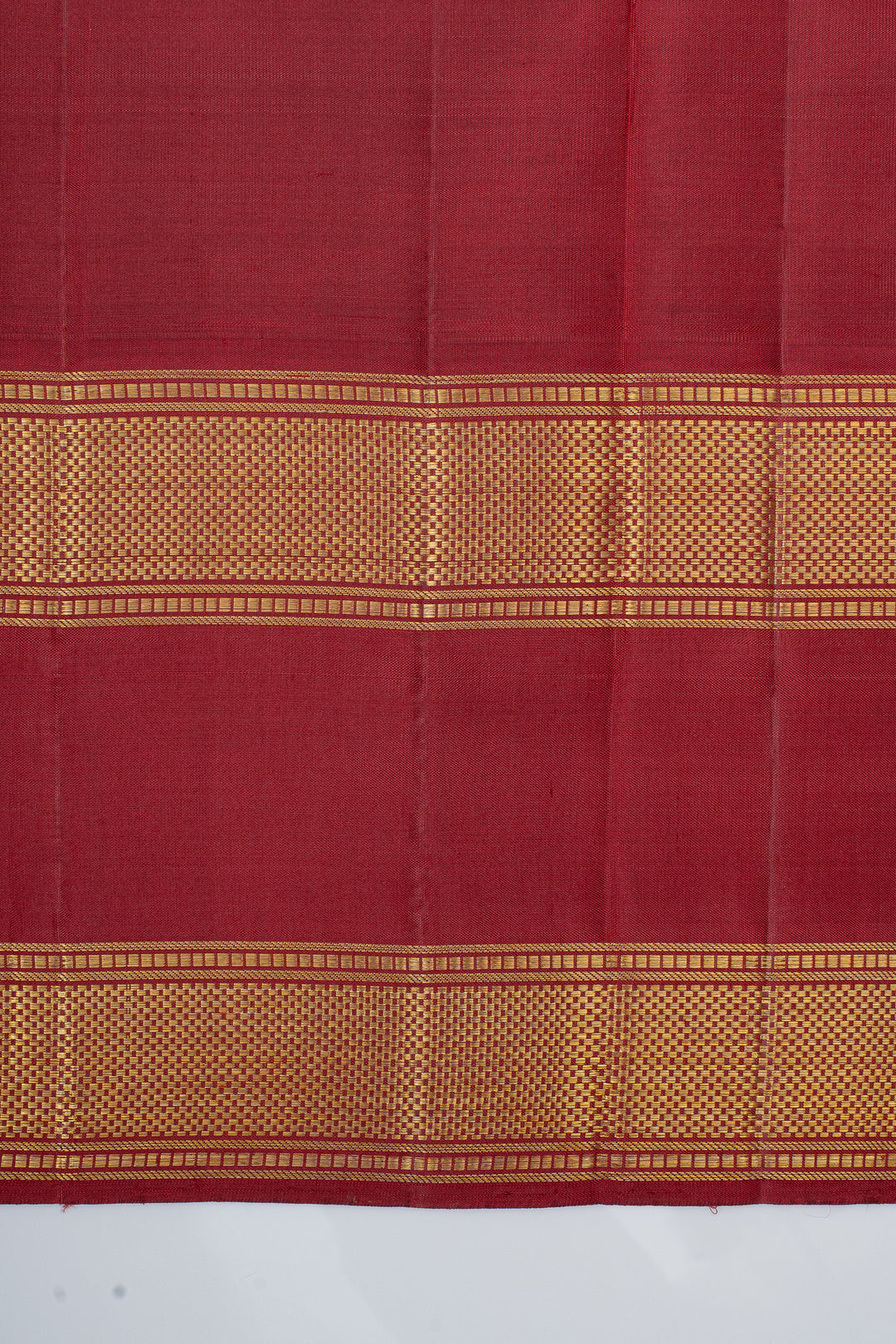 Ivory and maroon Jamdani motifs pure kanchipuram silk saree
