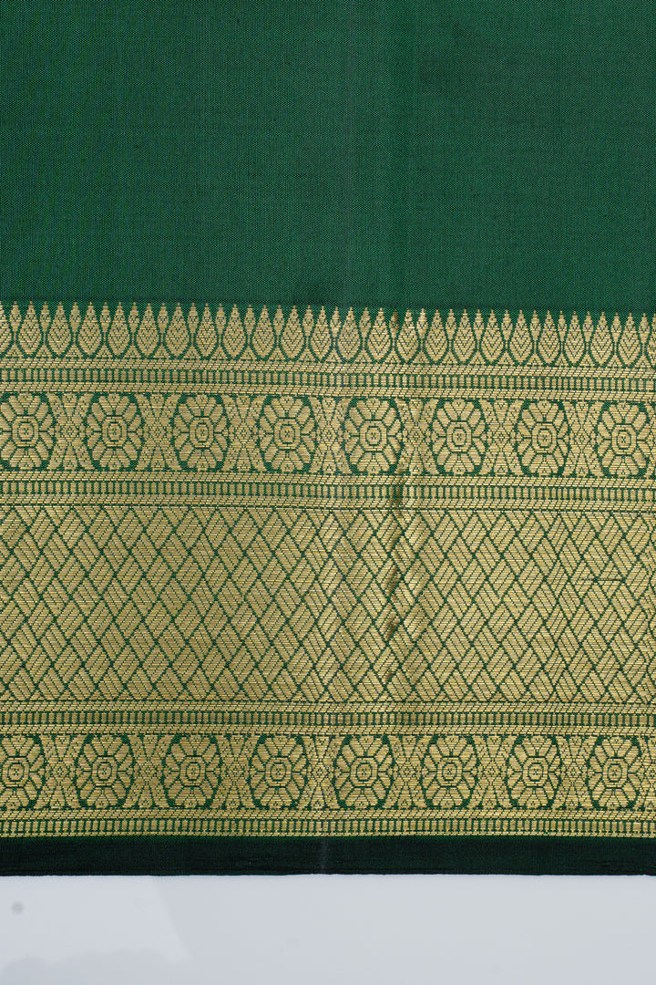 Bottle green  traditional pure kanchipuram silk saree