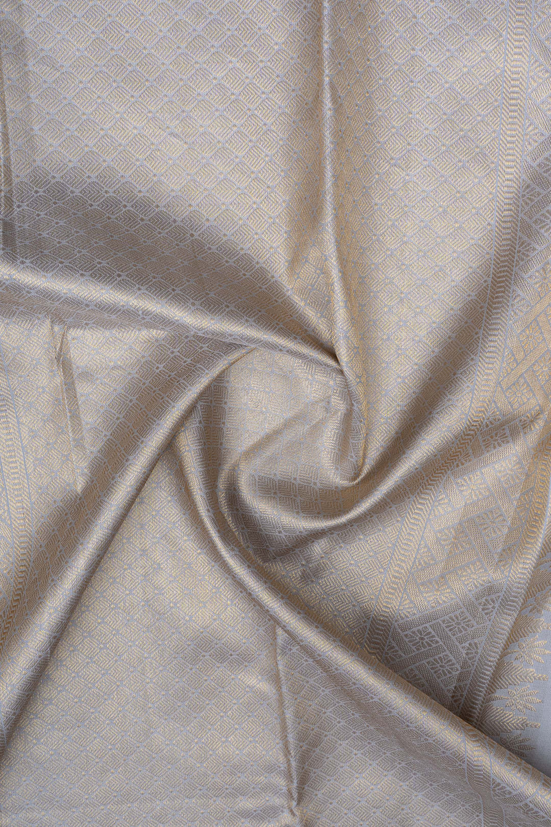 Cloud grey thread brocade pure kanchipuram silk saree