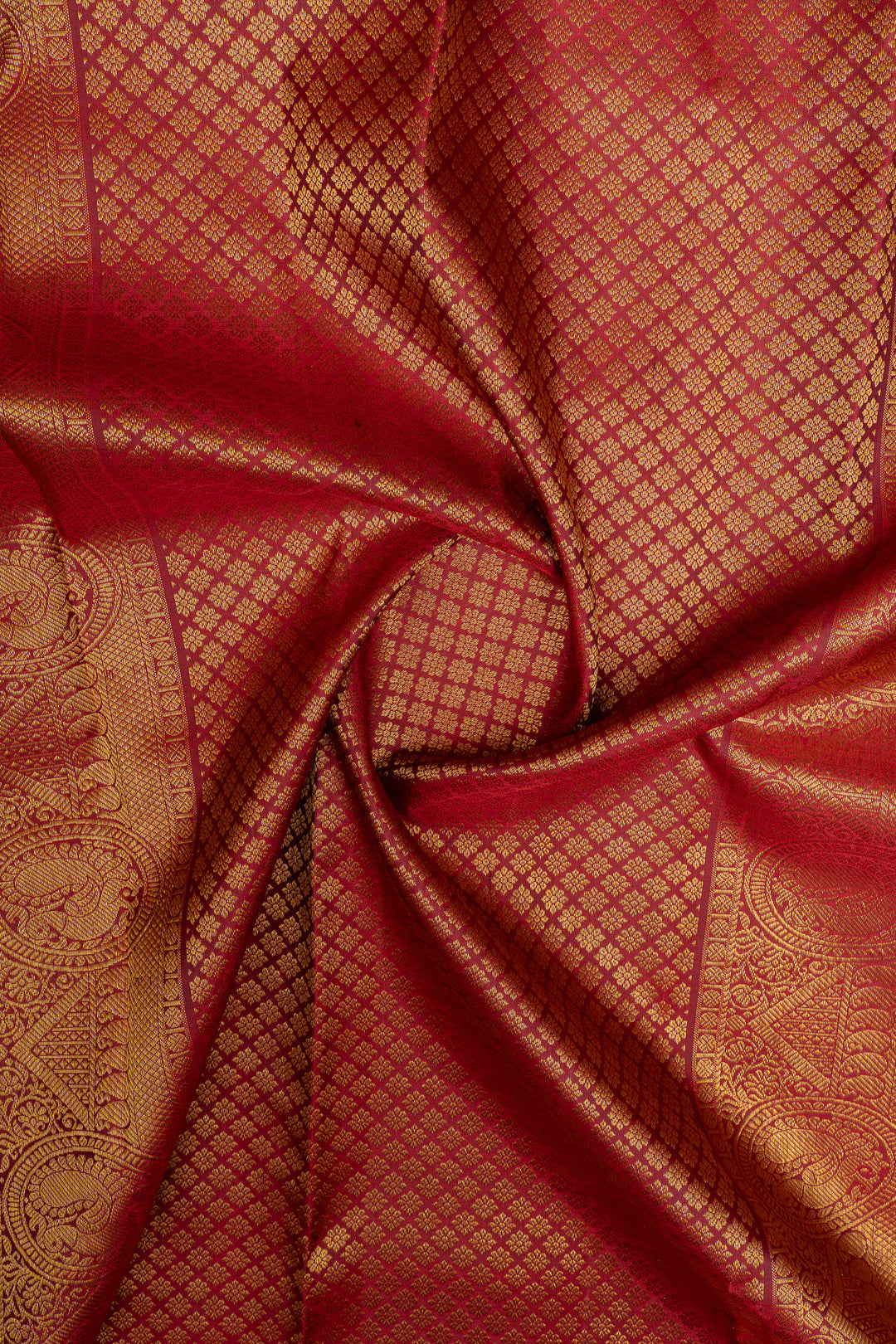 Mehadi green and red stripes pure kanchipuram silk saree