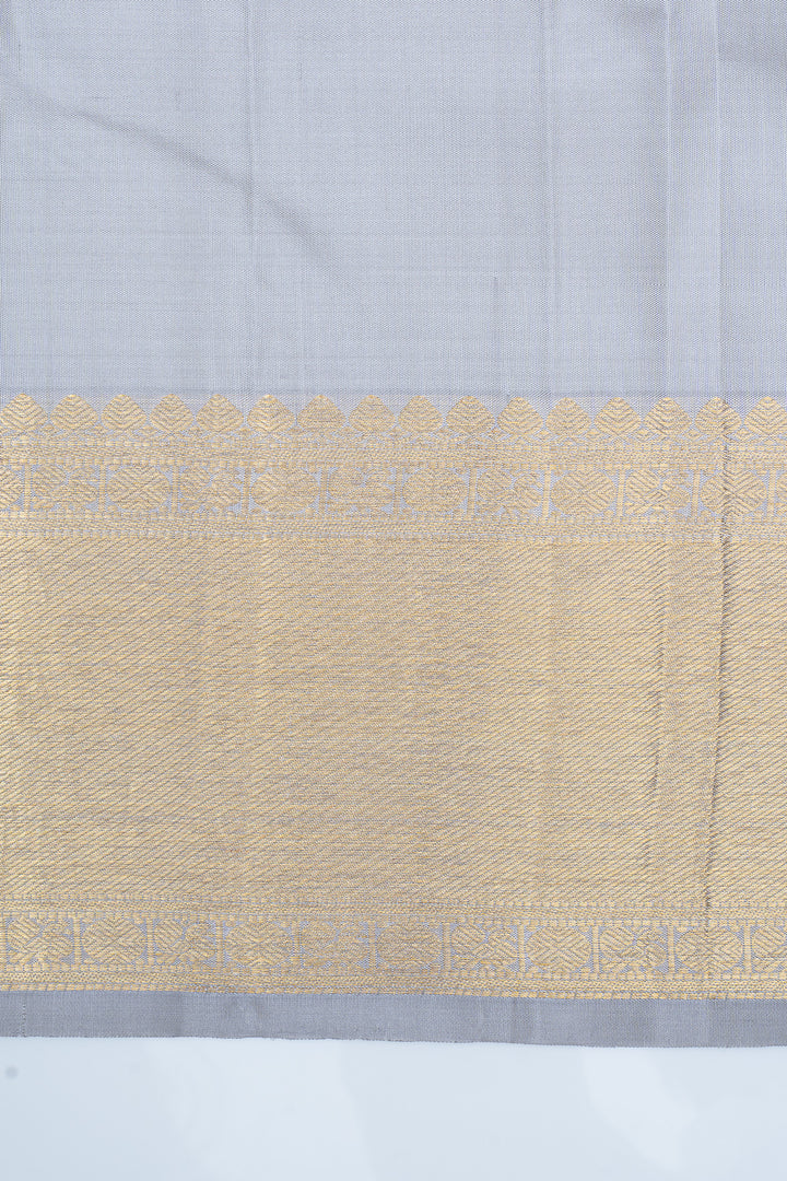 Cloud grey thread brocade pure kanchipuram silk saree