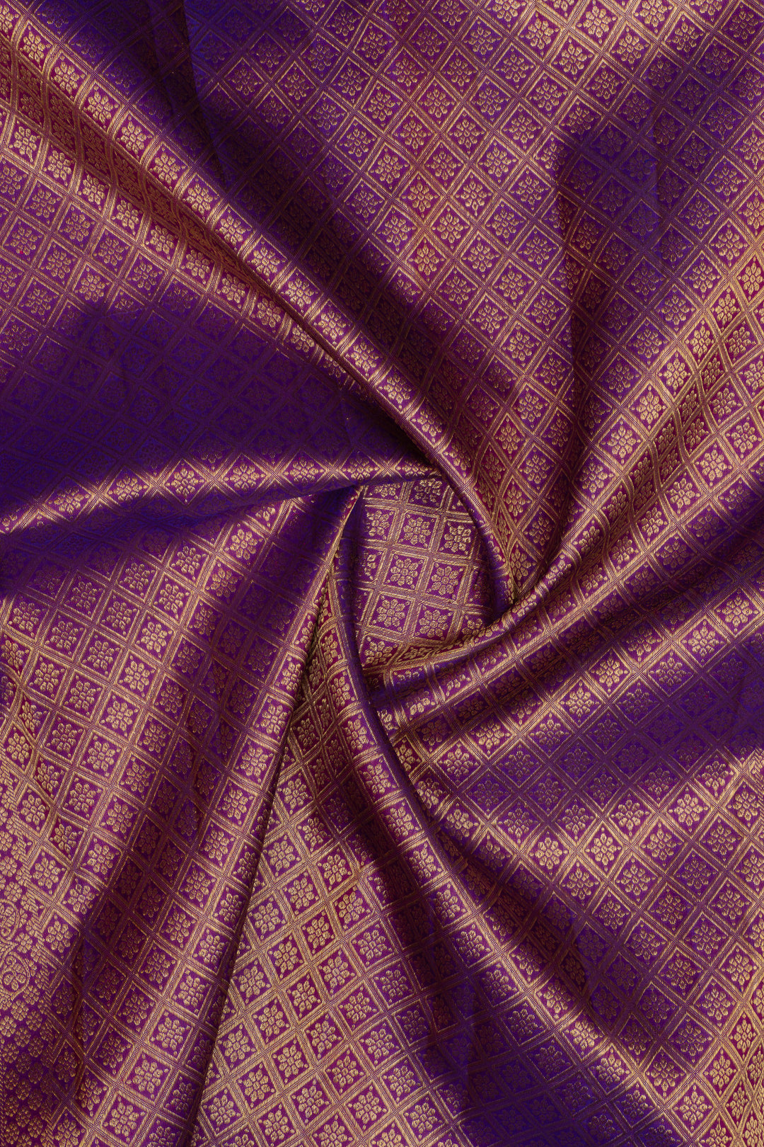 Peach and purple traditional pure kanchipuram silk saree