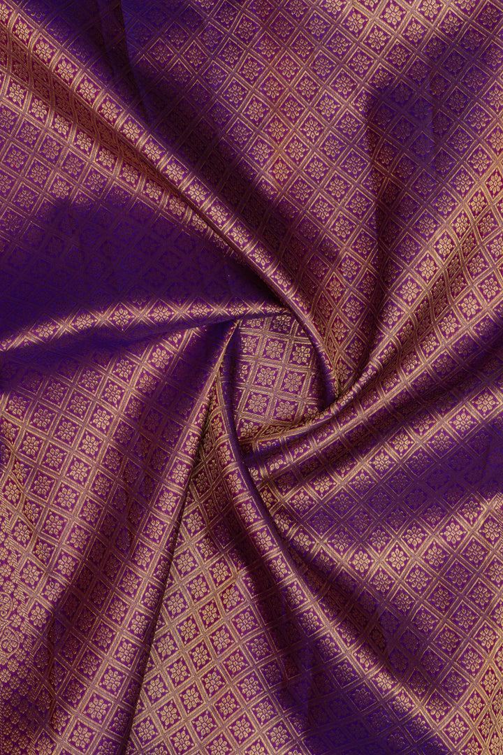 Peach and purple traditional pure kanchipuram silk saree
