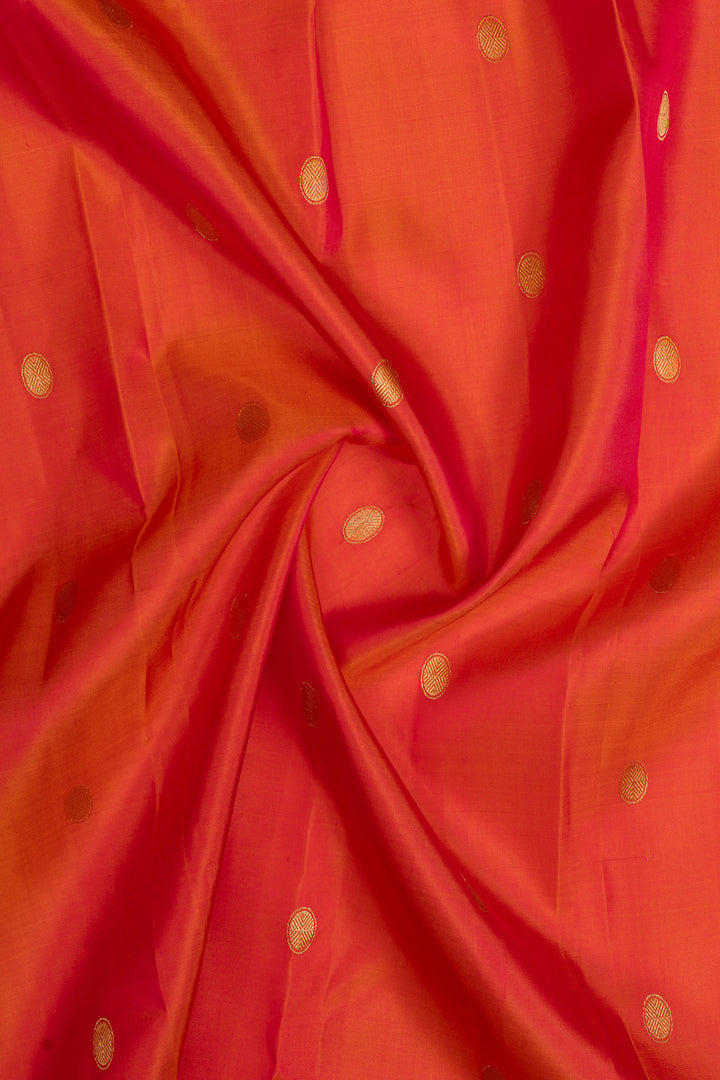Peach and purple traditional pure kanchipuram silk saree