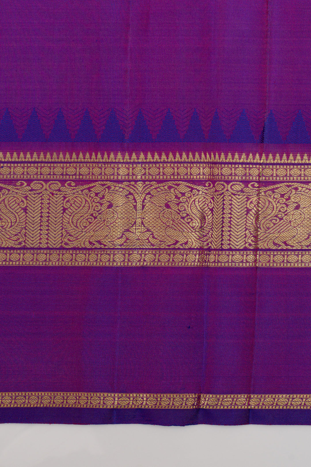 Peach and purple traditional pure kanchipuram silk saree