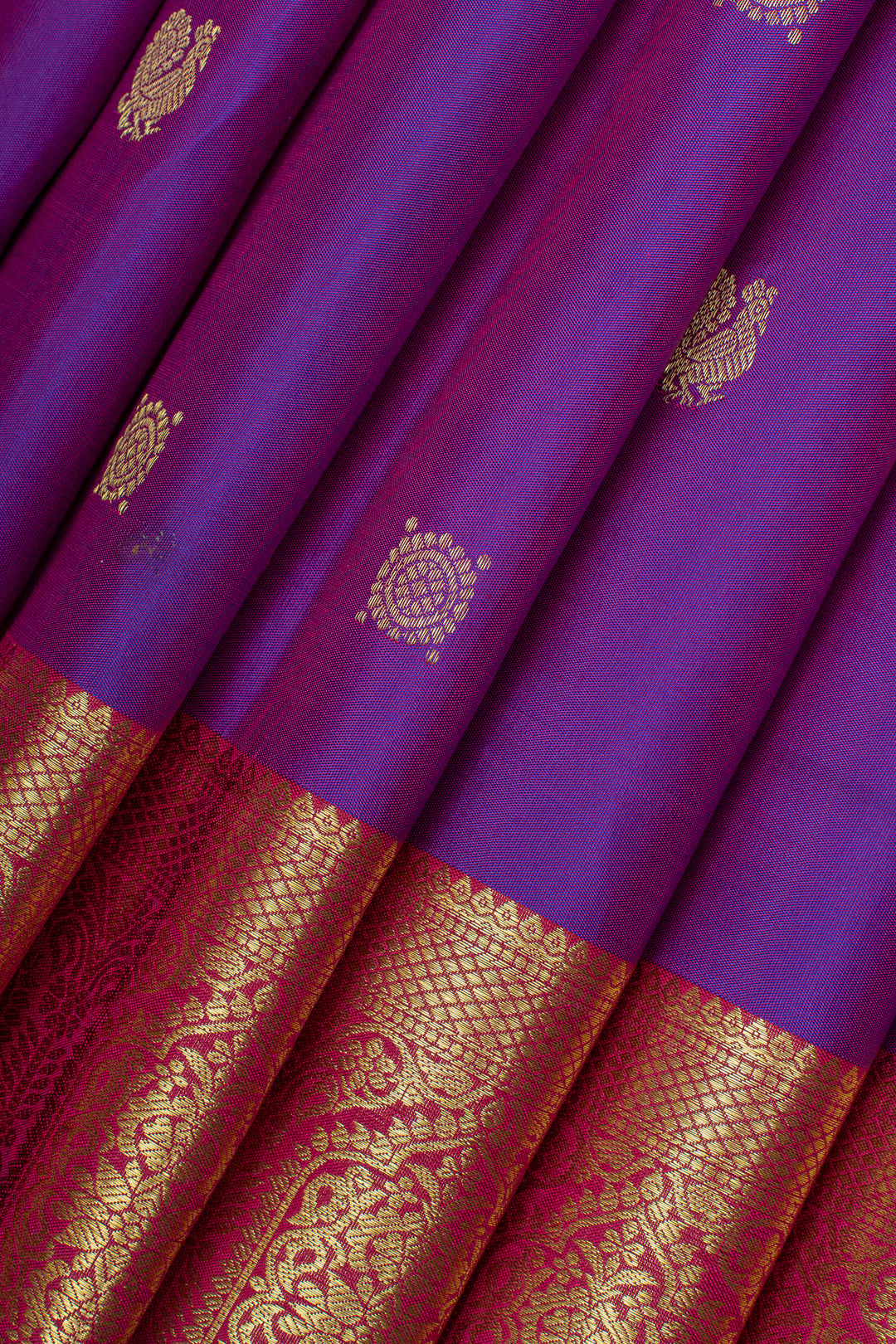 Purple and red traditional pure kanchipuram silk saree