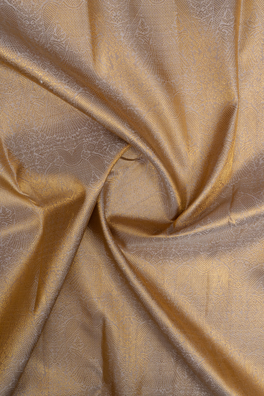 Champagne gold iruthalaipakshi brocade  pure kanchipuram silk saree