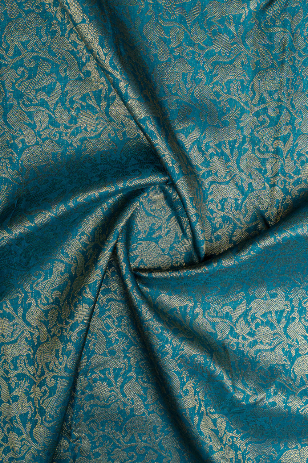 Teal blue vanasingaram brocade pure kanchipuram silk saree