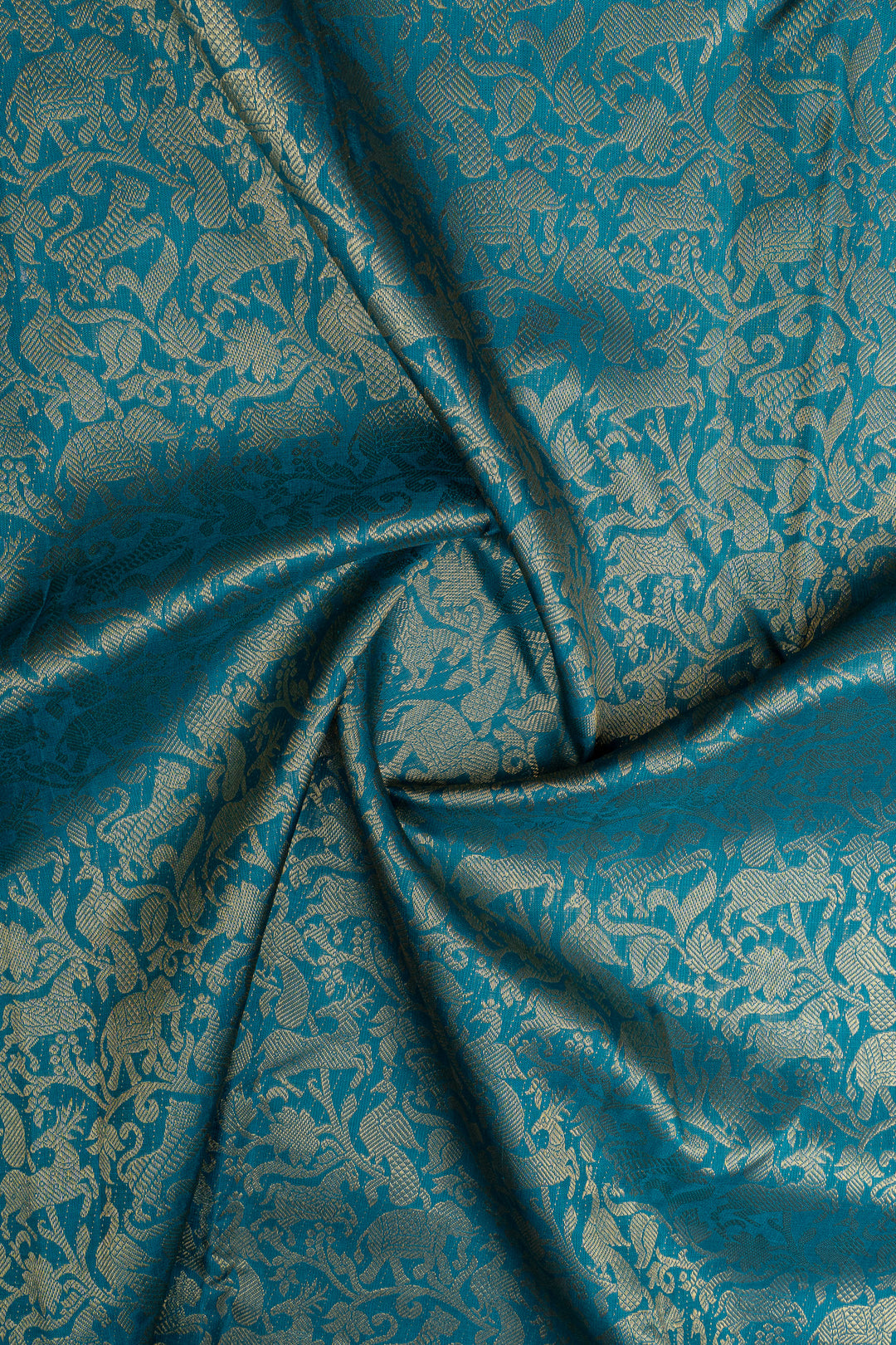 Teal blue vanasingaram brocade pure kanchipuram silk saree
