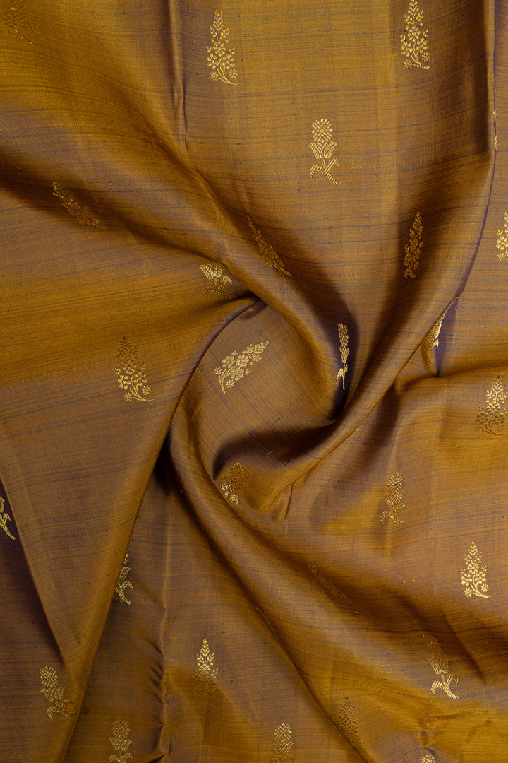 Mustard and purple traditional pure kanchipuram silk saree