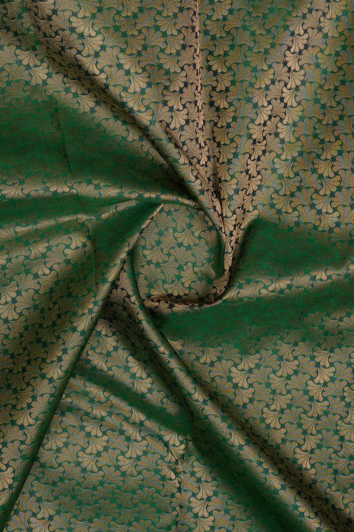 Peacock green small Border pure kanchipuram silk saree