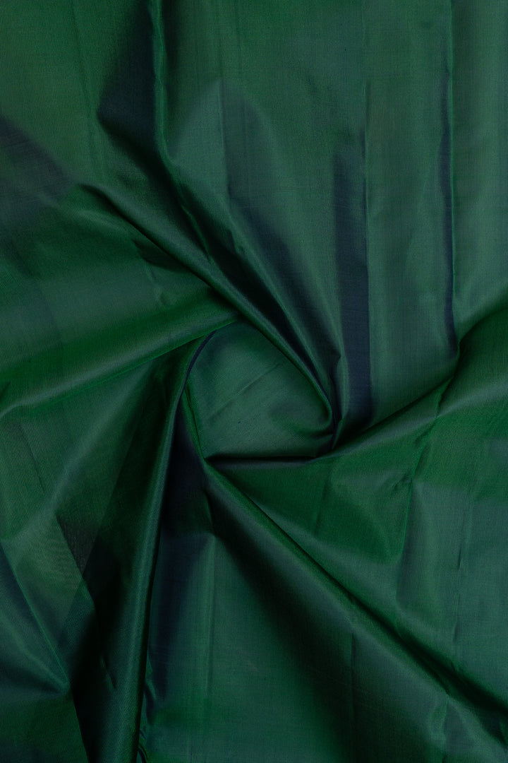 Peacock green small Border pure kanchipuram silk saree